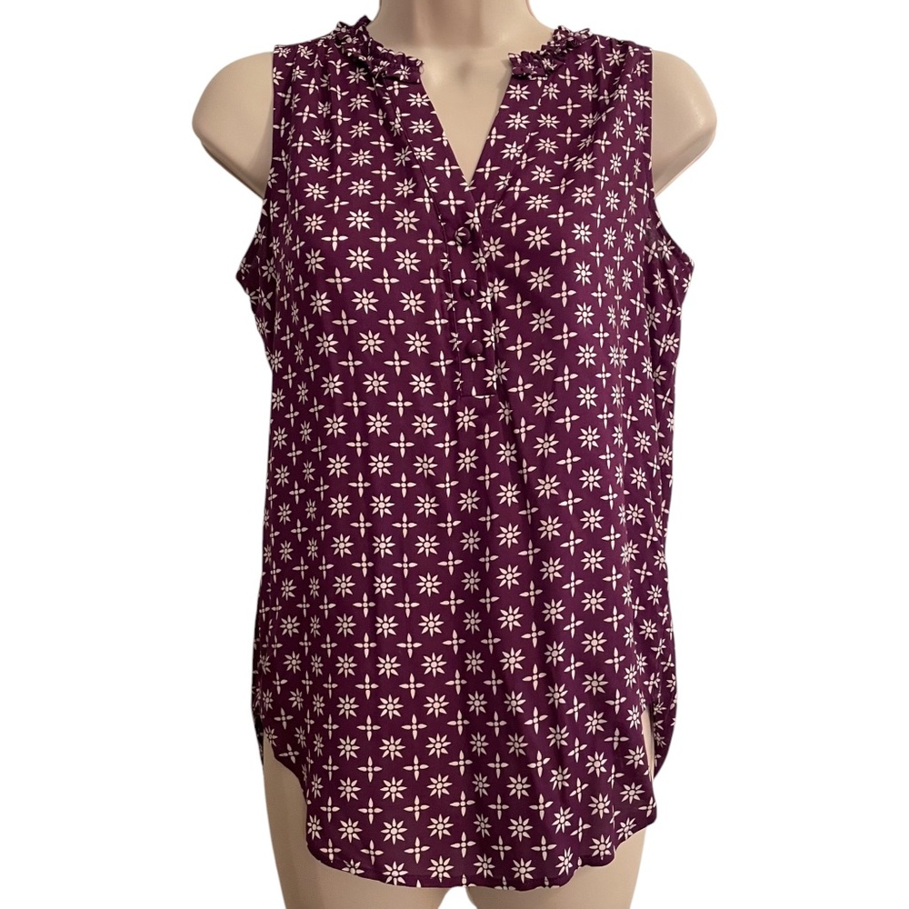 Boden Betty Top 2 Purple Sleeveless Blouse Floral